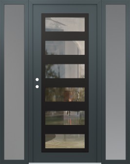 Diamond C9 68" x 80" anthracite/anthracite clear Glass Panel black RHI with 2 Sidelites frosted Glass