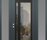 Modern Steel Front Door Diamond C15 64" x 96" anthracite/anthracite clear Glass Panel black RHI with 2 Sidelites and Transom frosted Glass