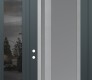 Modern Steel Front Door Diamond C15 52" x 96" anthracite/anthracite frosted Glass Panel stainless steel RHI with Sidelite and Transom mirrored Glass