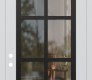 Modern Steel Front Door Diamond C16 36" x 96" white/white clear Glass Panel black RHI with Transom clear Glass
