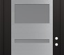 Modern Steel Front Door Diamond C10 36" x 96" black/white frosted Glass Panel stainless steel LHI with Transom frosted Glass