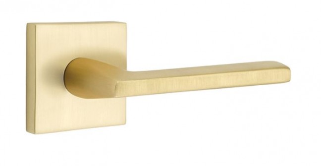 EMTEK HELIOS LEVER WITH SQUARE ROSETTE PRIVACY RH SATIN BRASS (US4) 5210