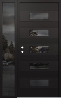 Diamond D5 48" x 80" black/black Mirrored Glass Panel black RHI with Sidelite Mirrored Glass