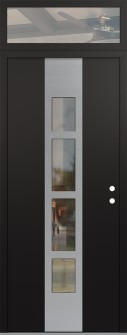 DIAMOND A10 36" X 96" BLACK/BLACK CLEAR GLASS PANEL STAINLESS STEEL LHI WITH TRANSOM CLEAR GLASS