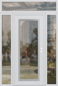 Diamond C1 68" x 96" white/white clear Glass Panel stainless steel LHI with 2 Sidelites and Transom clear Glass