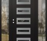 Modern Steel Front Door Diamond D4 68" x 80" black/black mirrored Glass Panel stainless steel RHI with 2 Sidelites clear Glass