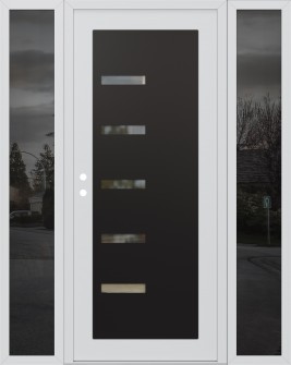 Diamond C8 64" x 80" white/white clear Glass Panel black RHI with 2 Sidelites mirrored Glass