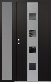 DIAMOND A12 52" X 80" BLACK/BLACK MIRRORED GLASS PANEL STAINLESS STEEL RHI WITH SIDELITE FROSTED GLASS