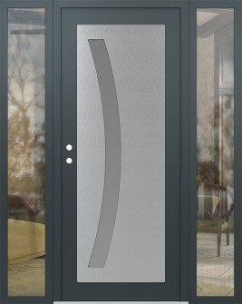Diamond C4 60" x 80" anthracite/anthracite frosted Glass Panel stainless steel RHI with 2 Sidelites clear Glass