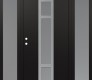 Modern Steel Front Door DIAMOND A9 60" X 80" BLACK/WHITE FROSTED GLASS PANEL STAINLESS STEEL RHI WITH 2 SIDELITES FROSTED GLASS