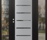 Modern Steel Front Door Diamond C11 60" x 80" black/black mirrored Glass Panel stainless steel RHI with 2 Sidelites clear Glass