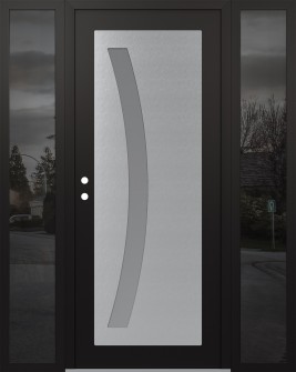Diamond C4 68" x 80" black/white frosted Glass Panel stainless steel RHI with 2 Sidelites mirrored Glass