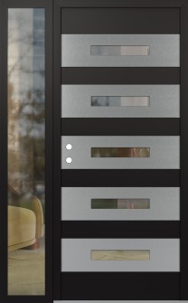 Diamond D9 48" x 80" black/black clear Glass Panel stainless steel RHI with Sidelite clear Glass