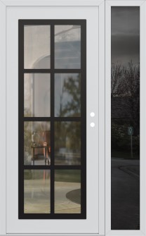 Diamond C16 48" x 80" white/white clear Glass Panel black LHI with Sidelite mirrored Glass