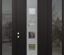 DIAMOND A13 60" X 96" BLACK/BLACK CLEAR GLASS PANEL STAINLESS STEEL LHI WITH 2 SIDELITES AND TRANSOM MIRRORED GLASS