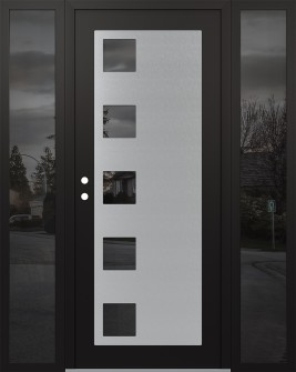 Diamond C5 68" x 80" black/black mirrored Glass Panel stainless steel RHI with 2 Sidelites mirrored Glass