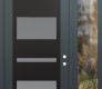Modern Steel Front Door Diamond C10 52" x 96" anthracite/anthracite frosted Glass Panel black LHI with Sidelite and Transom clear Glass