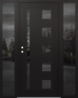Diamond C3 60" x 80" black/black mirrored Glass Panel black RHI with 2 Sidelites mirrored Glass