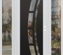 Modern Steel Front Door Diamond C12 60" x 80" white/white clear Glass Panel black LHI with 2 Sidelites clear Glass