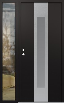 DIAMOND A1 50" X 80" BLACK/WHITE FROSTED GLASS PANEL STAINLESS STEEL RHI WITH SIDELITE CLEAR GLASS