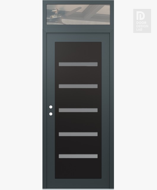 Modern Steel Front Door Diamond C7 36" x 96" anthracite/anthracite frosted Glass Panel black RHI with Transom clear Glass