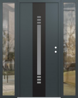 DIAMOND A5 64" X 80" ANTHRACITE/ANTHRACITE FROSTED GLASS PANEL BLACK LHI WITH 2 SIDELITES CLEAR GLASS