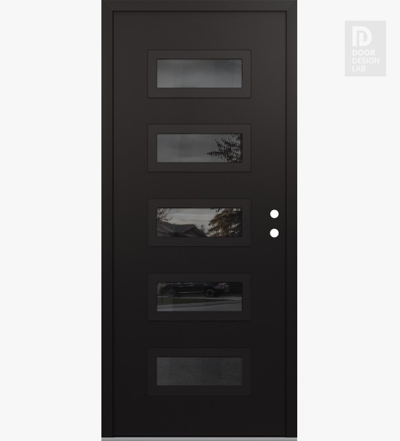 Modern Steel Front Door Diamond D1 36" x 80" black/black mirrored Glass Panel black LHI