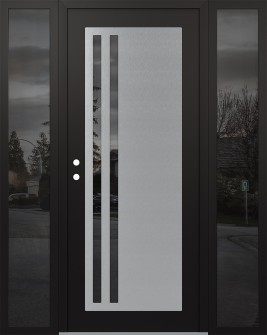 Diamond C6 68" x 80" black/black mirrored Glass Panel stainless steel RHI with 2 Sidelites mirrored Glass