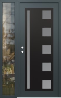 Diamond C3 50" x 80" anthracite/anthracite frosted Glass Panel black RHI with Sidelite clear Glass