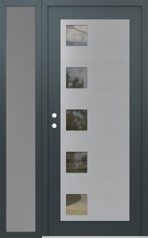 Diamond C5 50" x 80" anthracite/anthracite clear Glass Panel stainless steel RHI with Sidelite frosted Glass