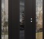 Modern Steel Front Door DIAMOND A11 68" X 80" BLACK/BLACK MIRRORED GLASS PANEL BLACK LHI WITH 2 SIDELITES CLEAR GLASS