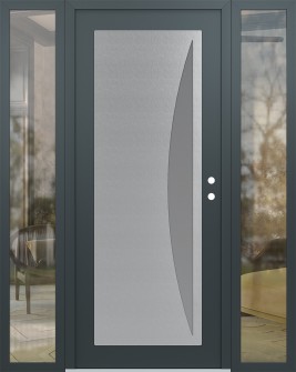 Diamond C13 60" x 80" anthracite/anthracite frosted Glass Panel stainless steel LHI with 2 Sidelites clear Glass