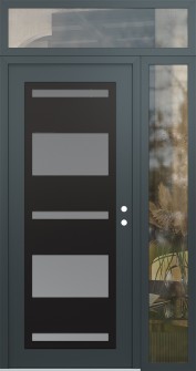 Diamond C10 52" x 96" anthracite/anthracite frosted Glass Panel black LHI with Sidelite and Transom clear Glass
