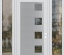 Modern Steel Front Door Diamond C5 60" x 96" white/white clear Glass Panel stainless steel LHI with 2 Sidelites and Transom clear Glass