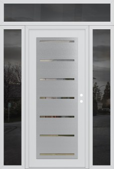 Diamond C11 60" x 96" white/white clear Glass Panel stainless steel LHI with 2 Sidelites and Transom mirrored Glass