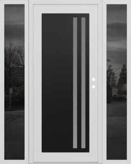 Diamond C6 68" x 80" white/white frosted Glass Panel black LHI with 2 Sidelites mirrored Glass