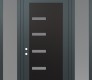 Modern Steel Front Door Diamond C8 68" x 96" anthracite/anthracite frosted Glass Panel black RHI with 2 Sidelites and Transom frosted Glass