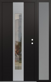 DIAMOND A1 50" X 80" BLACK/BLACK CLEAR GLASS PANEL STAINLESS STEEL LHI WITH SIDELITE FROSTED GLASS