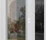 Modern Steel Front Door Diamond C1 48" x 80" white/white clear Glass Panel stainless steel LHI with Sidelite mirrored Glass