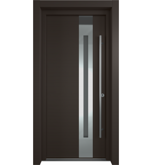 MODERN FRONT STEEL DOOR ZEPHYR BROWN/WHITE 37 7/16" X 81 11/16" LHI + HARDWARE