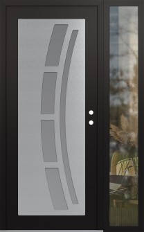 Diamond C12 50" x 80" black/white frosted Glass Panel stainless steel LHI with Sidelite clear Glass