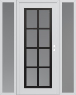 Diamond C16 60" x 80" white/white frosted Glass Panel black LHI with 2 Sidelites frosted Glass