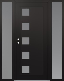 Diamond C5 60" x 80" black/white frosted Glass Panel black RHI with 2 Sidelites frosted Glass