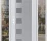 Modern Steel Front Door Diamond C5 68" x 80" white/white frosted Glass Panel stainless steel RHI with 2 Sidelites clear Glass