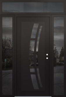 Diamond C12 60" x 96" black/black mirrored Glass Panel black LHI with 2 Sidelites and Transom mirrored Glass