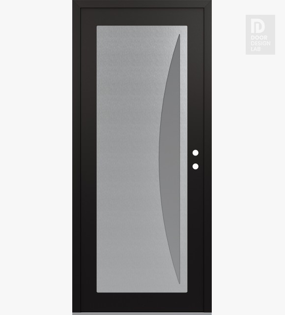Modern Steel Front Door Diamond C13 36" x 80" black/white frosted Glass Panel stainless steel LHI