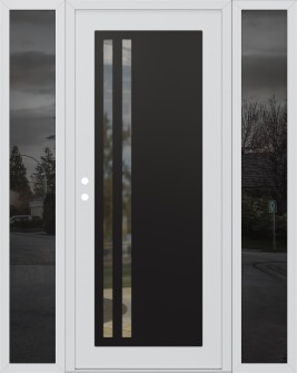 Diamond C6 64" x 80" white/white clear Glass Panel black RHI with 2 Sidelites mirrored Glass
