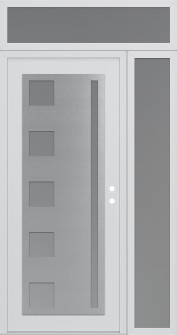 Diamond C3 52" x 96" white/white frosted Glass Panel stainless steel LHI with Sidelite and Transom frosted Glass