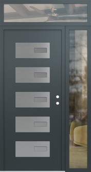 Diamond D7 48" x 96" anthracite/anthracite frosted Glass Panel stainless steel LHI with Sidelite and Transom clear Glass