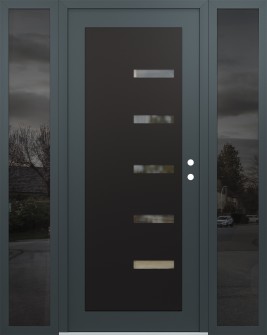 Diamond C8 60" x 80" anthracite/anthracite clear Glass Panel black LHI with 2 Sidelites mirrored Glass